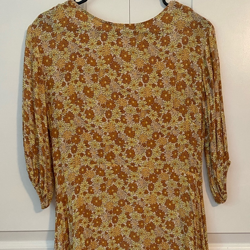 Faithfull the Brand Cream A-line Dress with Bishop Sleeves